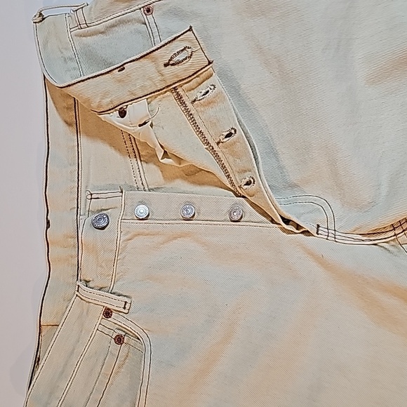 VTG Levi's 501 Cutoffs Shorts Bermuda Jorts Denim Jeans 1990 Button Fly Beige 34 - Picture 3 of 12